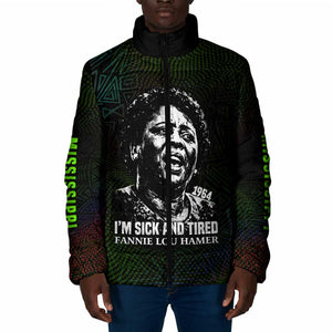 Fannie Lou Hamer Padded Jacket Im Sick and Tired Quote Design Bold Portrait and Civil Rights Movement Tribute - African Pride