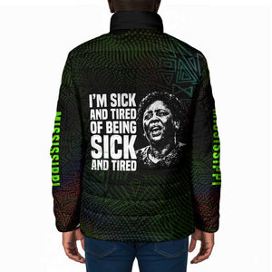 Fannie Lou Hamer Padded Jacket Im Sick and Tired Quote Design Bold Portrait and Civil Rights Movement Tribute - African Pride