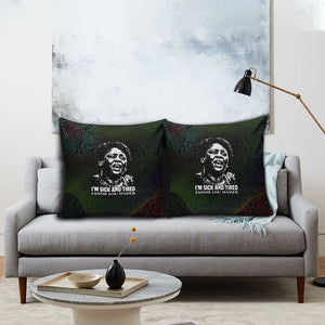 Fannie Lou Hamer Pillow Cover Im Sick and Tired Quote Design Bold Portrait and Civil Rights Movement Tribute - African Pride