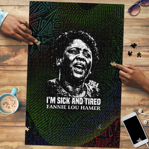 Fannie Lou Hamer Puzzle Im Sick and Tired Quote Design Bold Portrait and Civil Rights Movement Tribute - African Pride