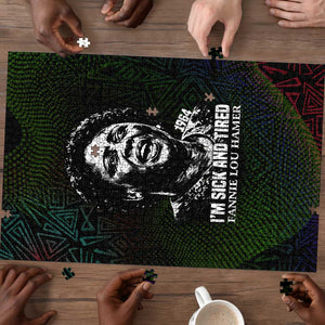 Fannie Lou Hamer Puzzle Im Sick and Tired Quote Design Bold Portrait and Civil Rights Movement Tribute - African Pride