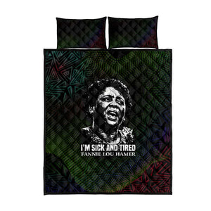 Fannie Lou Hamer Quilt Bed Set Im Sick and Tired Quote Design Bold Portrait and Civil Rights Movement Tribute - African Pride
