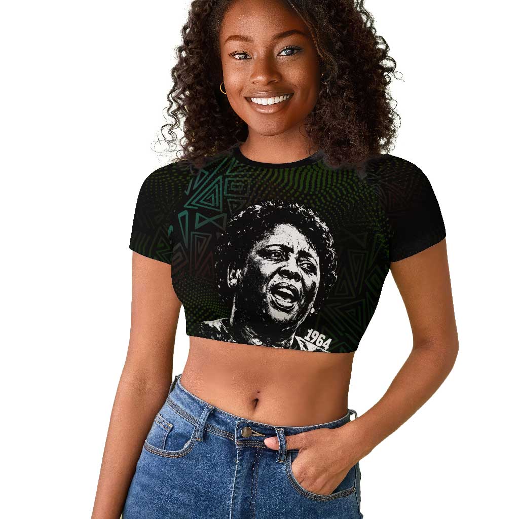 Fannie Lou Hamer Raglan Cropped T shirt Im Sick and Tired Quote Design Bold Portrait and Civil Rights Movement Tribute - African Pride
