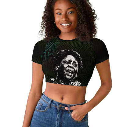 Fannie Lou Hamer Raglan Cropped T shirt Im Sick and Tired Quote Design Bold Portrait and Civil Rights Movement Tribute - African Pride
