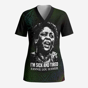 Fannie Lou Hamer Scrub Top Im Sick and Tired Quote Design Bold Portrait and Civil Rights Movement Tribute - African Pride