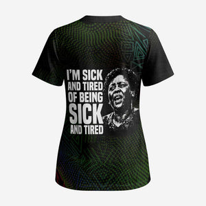 Fannie Lou Hamer Scrub Top Im Sick and Tired Quote Design Bold Portrait and Civil Rights Movement Tribute - African Pride