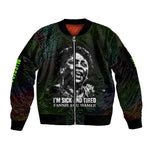 Fannie Lou Hamer Sleeve Zip Bomber Jacket Im Sick and Tired Quote Design Bold Portrait and Civil Rights Movement Tribute - African Pride