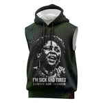 Fannie Lou Hamer Sleeveless Hoodie Im Sick and Tired Quote Design Bold Portrait and Civil Rights Movement Tribute - African Pride