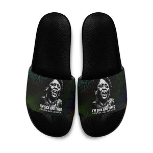 Fannie Lou Hamer Slide Sandals Im Sick and Tired Quote Design Bold Portrait and Civil Rights Movement Tribute - African Pride