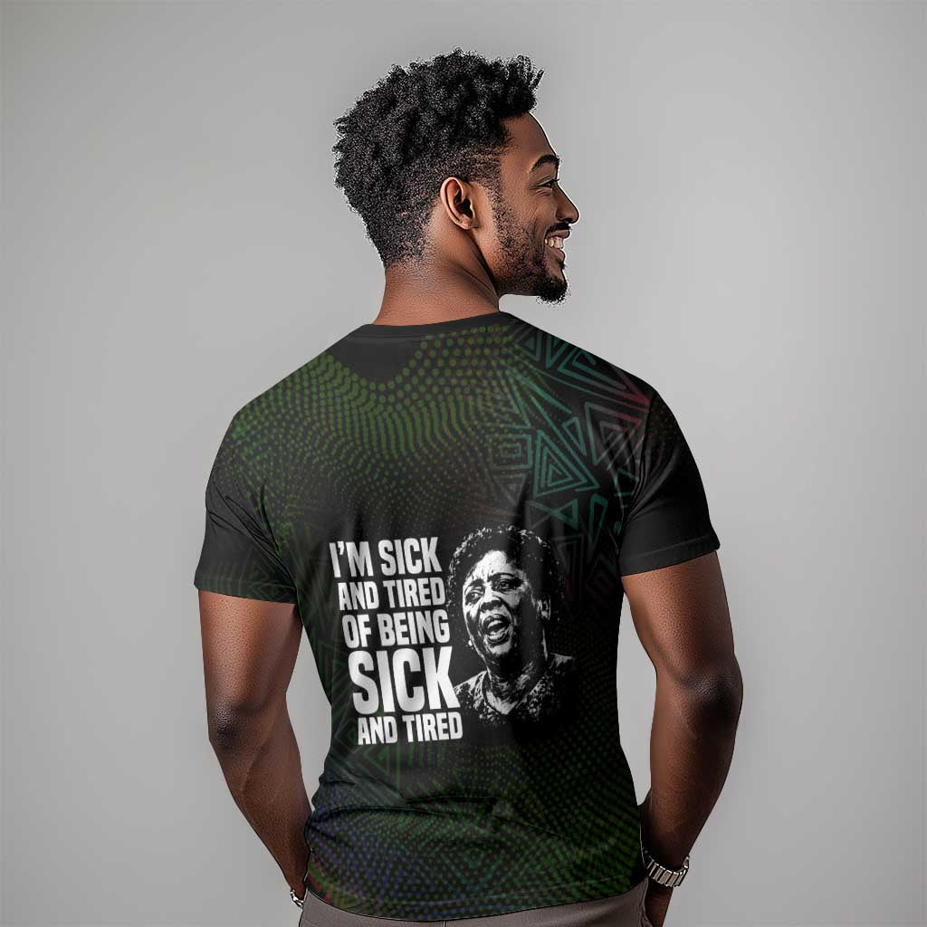 Fannie Lou Hamer T shirt Im Sick and Tired Quote Design Bold Portrait and Civil Rights Movement Tribute - African Pride
