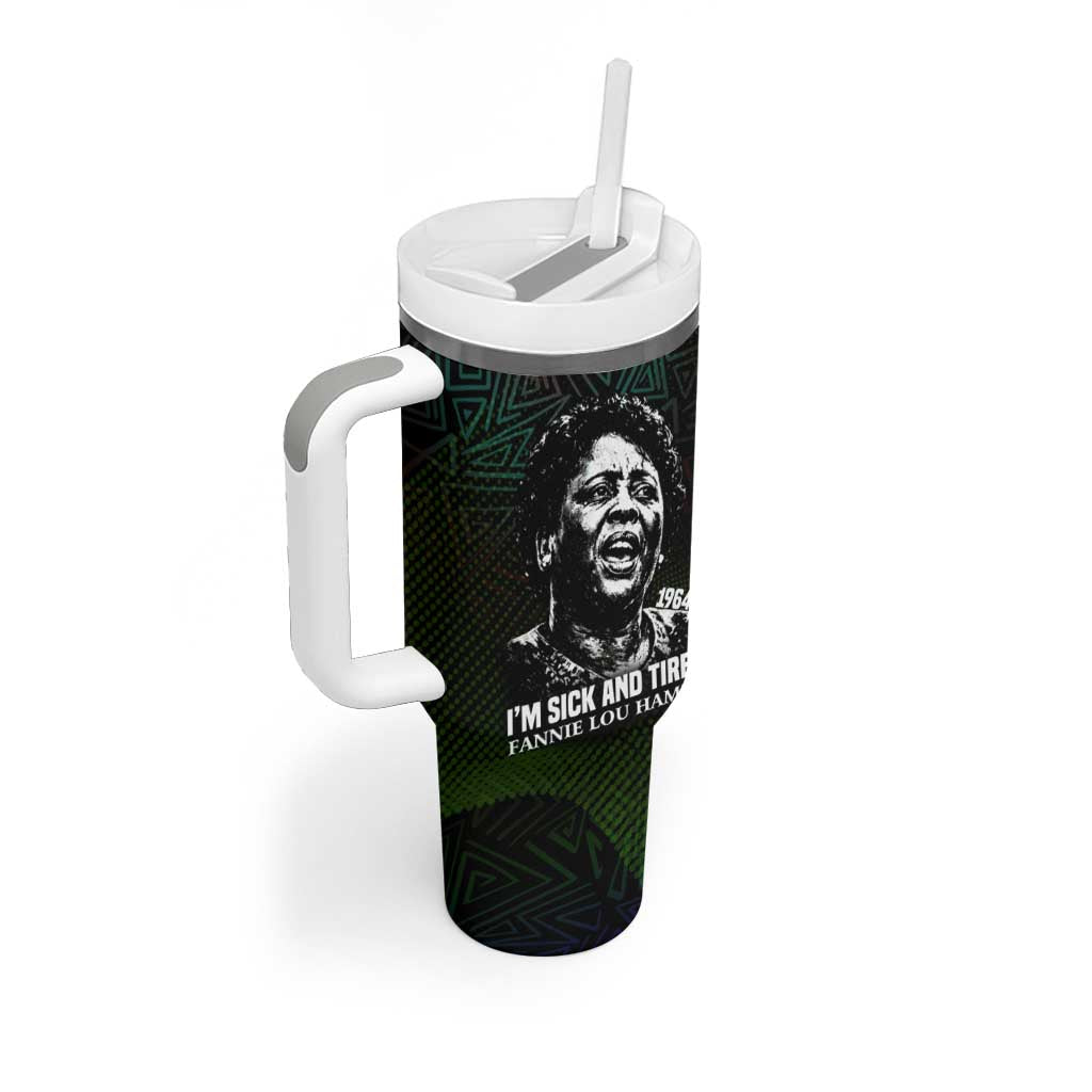 Fannie Lou Hamer Tumbler With Handle Im Sick and Tired Quote Design Bold Portrait and Civil Rights Movement Tribute - African Pride
