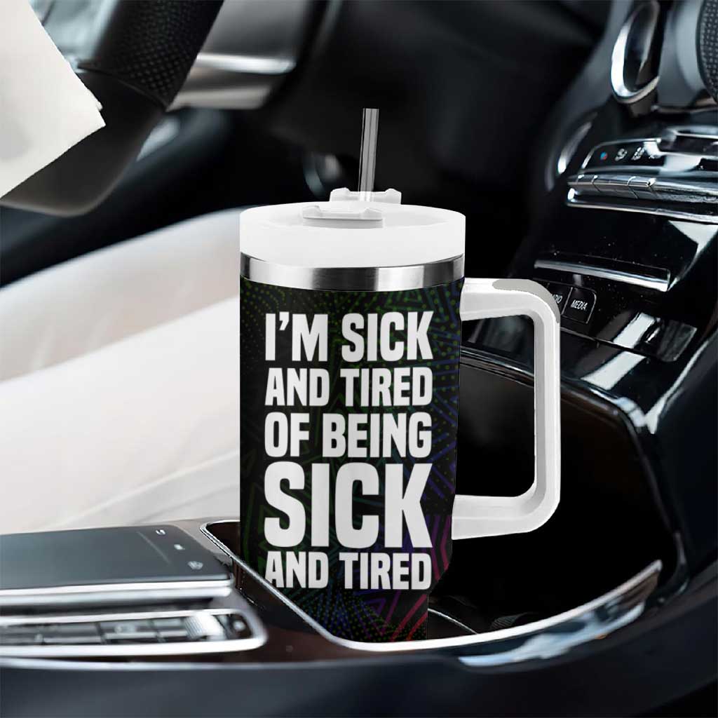 Fannie Lou Hamer Tumbler With Handle Im Sick and Tired Quote Design Bold Portrait and Civil Rights Movement Tribute - African Pride