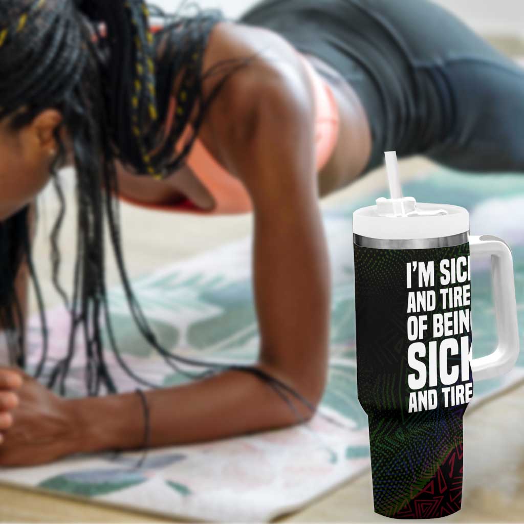 Fannie Lou Hamer Tumbler With Handle Im Sick and Tired Quote Design Bold Portrait and Civil Rights Movement Tribute - African Pride