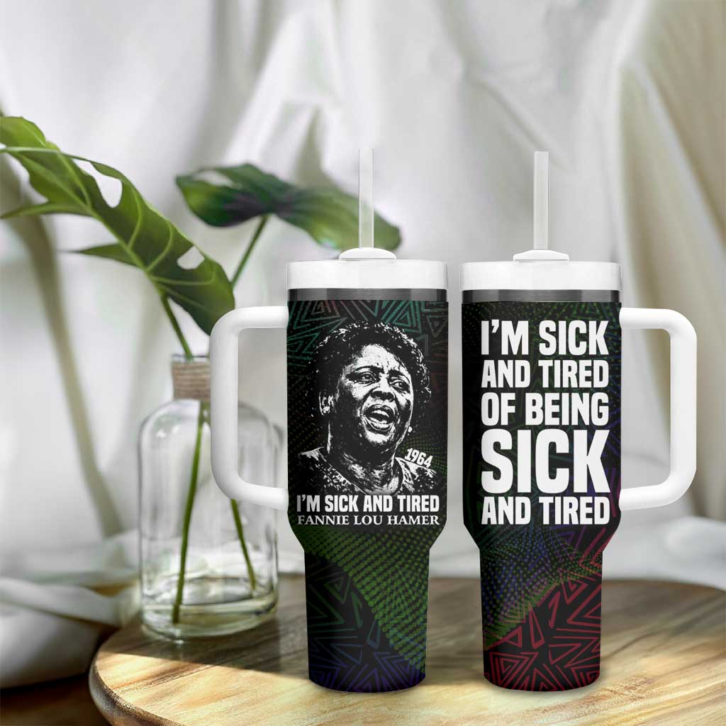 Fannie Lou Hamer Tumbler With Handle Im Sick and Tired Quote Design Bold Portrait and Civil Rights Movement Tribute - African Pride