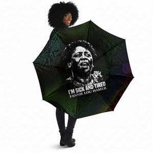 Fannie Lou Hamer Umbrella Im Sick and Tired Quote Design Bold Portrait and Civil Rights Movement Tribute - African Pride