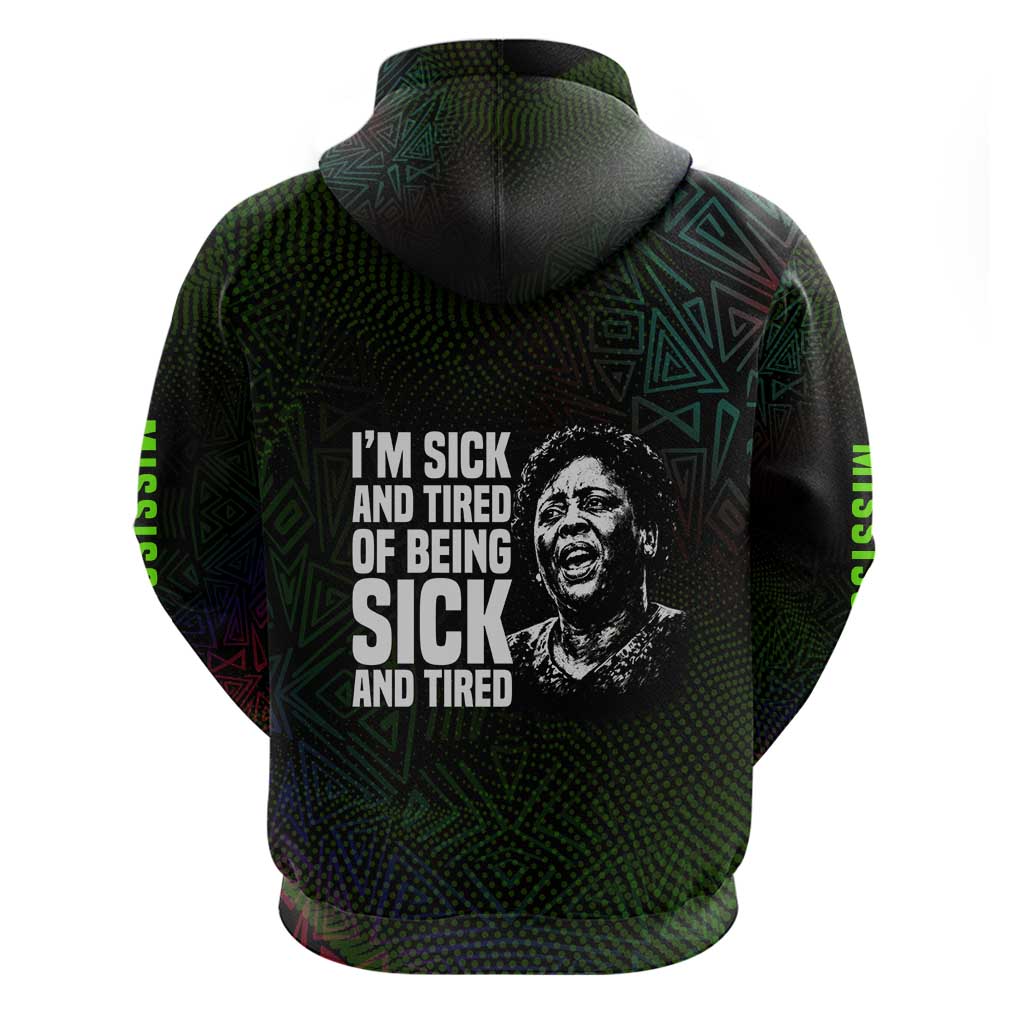 Fannie Lou Hamer Zip Hoodie Im Sick and Tired Quote Design Bold Portrait and Civil Rights Movement Tribute - African Pride