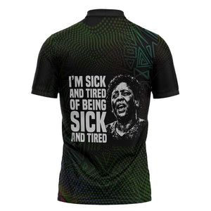 Fannie Lou Hamer Zipper Polo Shirt Im Sick and Tired Quote Design Bold Portrait and Civil Rights Movement Tribute - African Pride