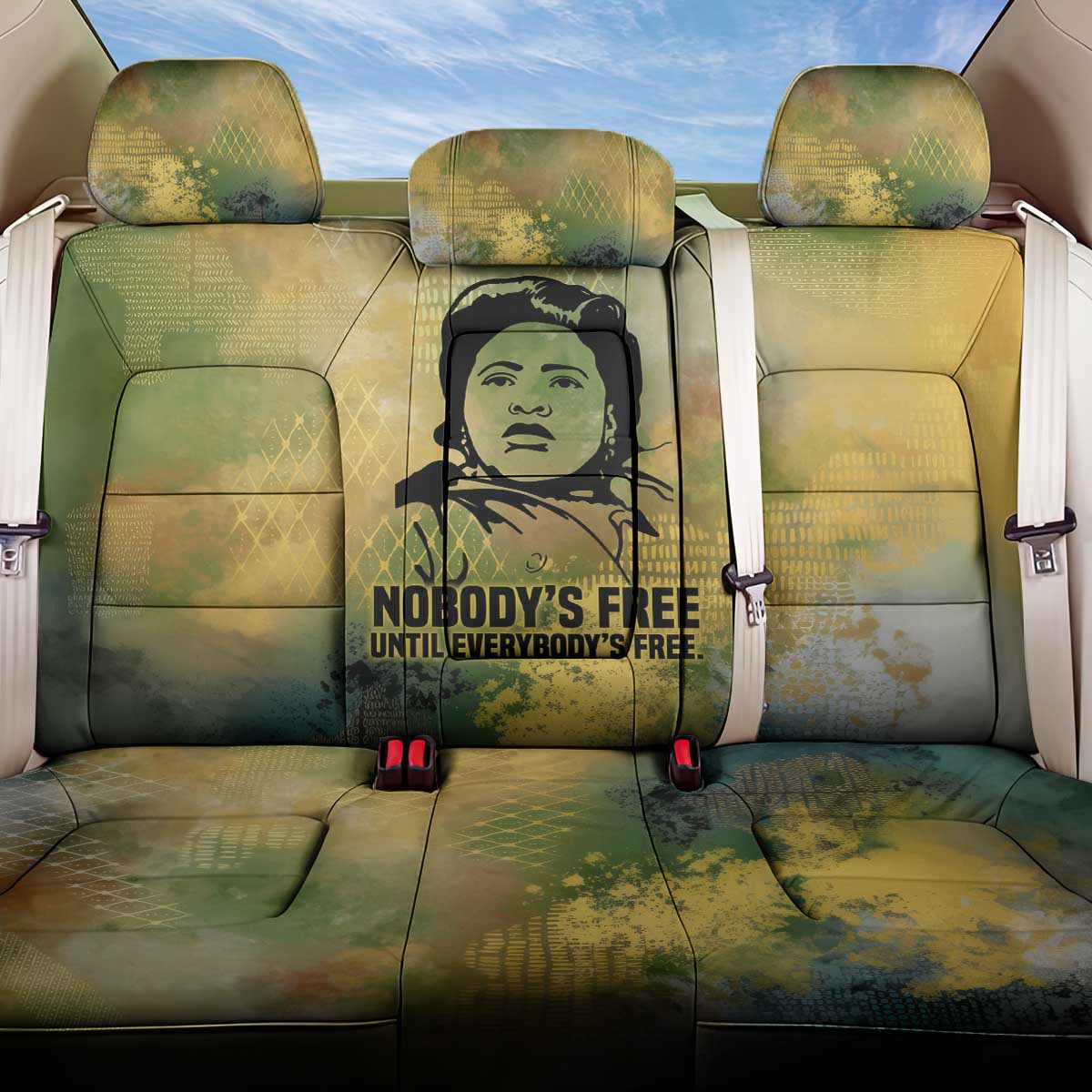 Fannie Lou Hamer Back Car Seat Cover Unbossable Quote Design Protest Silhouettes and Voting Rights Tribute - African Pride