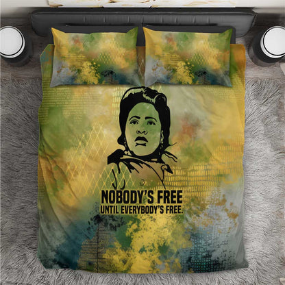 Fannie Lou Hamer Bedding Set Unbossable Quote Design Protest Silhouettes and Voting Rights Tribute - African Pride