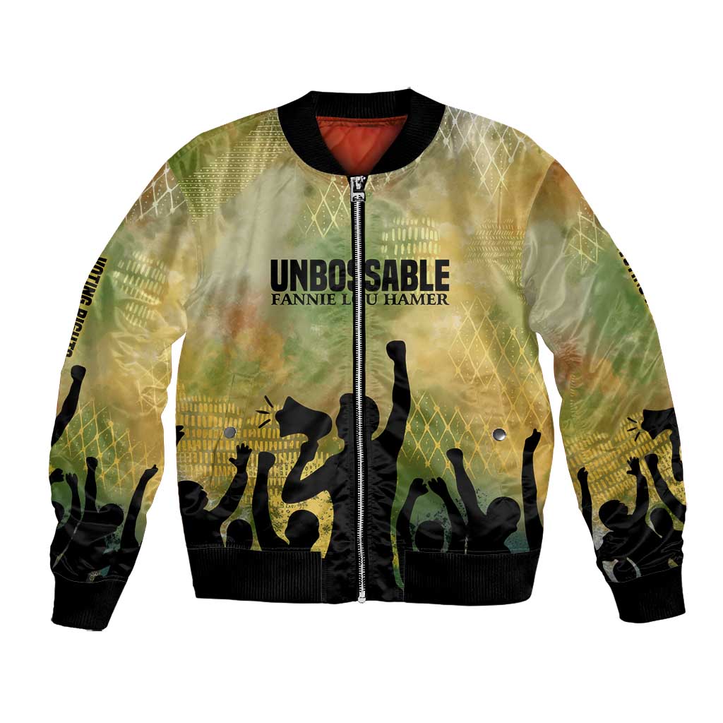 Fannie Lou Hamer Bomber Jacket Unbossable Quote Design Protest Silhouettes and Voting Rights Tribute - African Pride