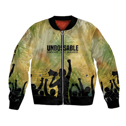 Fannie Lou Hamer Bomber Jacket Unbossable Quote Design Protest Silhouettes and Voting Rights Tribute - African Pride