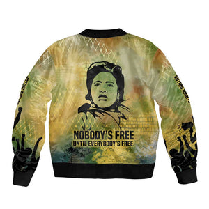 Fannie Lou Hamer Bomber Jacket Unbossable Quote Design Protest Silhouettes and Voting Rights Tribute - African Pride