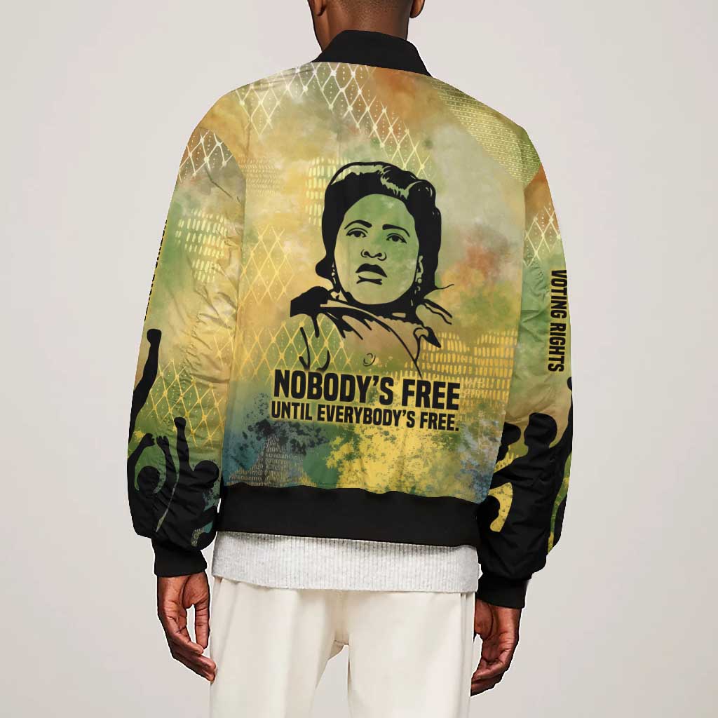 Fannie Lou Hamer Bomber Jacket Unbossable Quote Design Protest Silhouettes and Voting Rights Tribute - African Pride