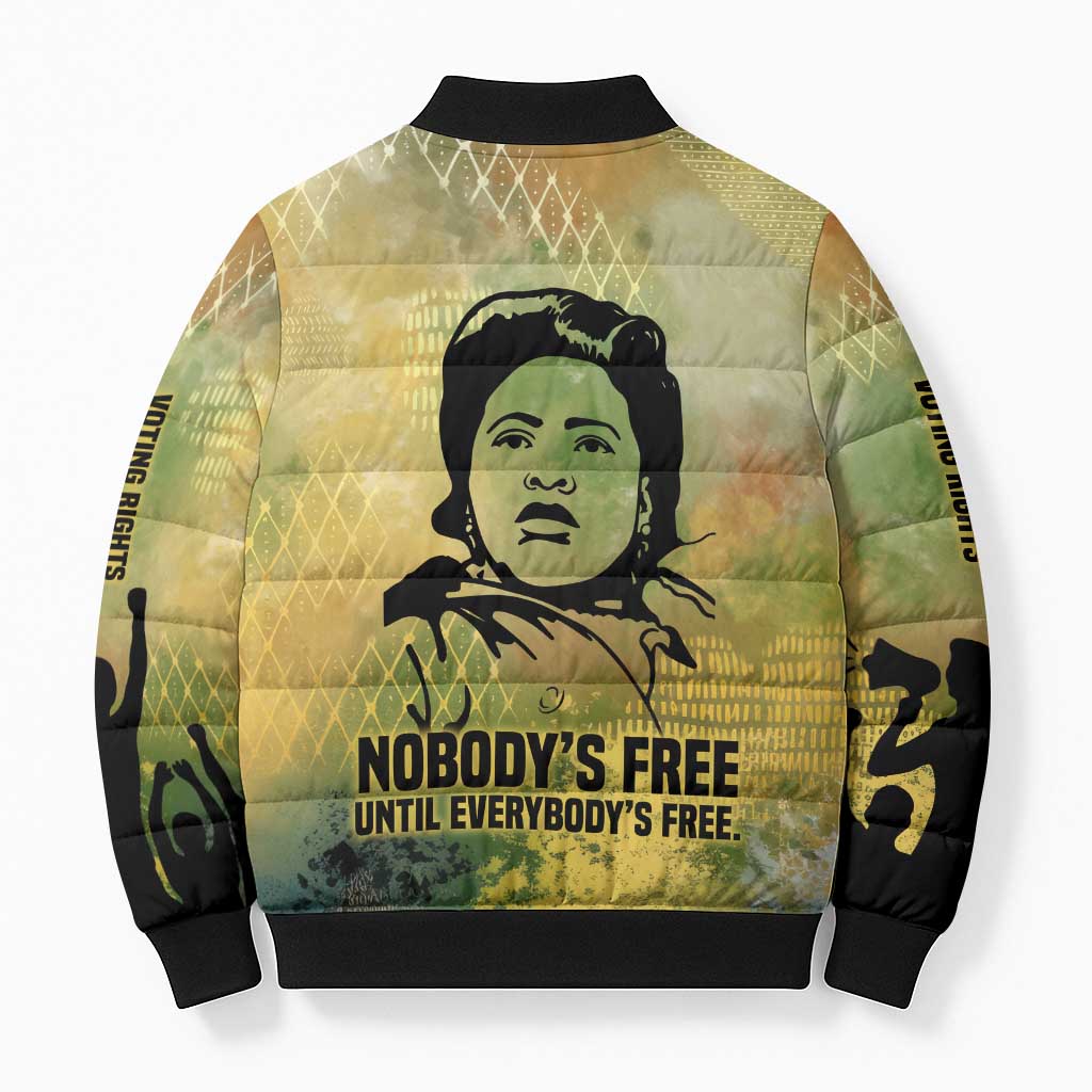 Fannie Lou Hamer Bomber Puffer Jacket Unbossable Quote Design Protest Silhouettes and Voting Rights Tribute - African Pride
