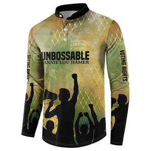 Fannie Lou Hamer Button Sweatshirt Unbossable Quote Design Protest Silhouettes and Voting Rights Tribute