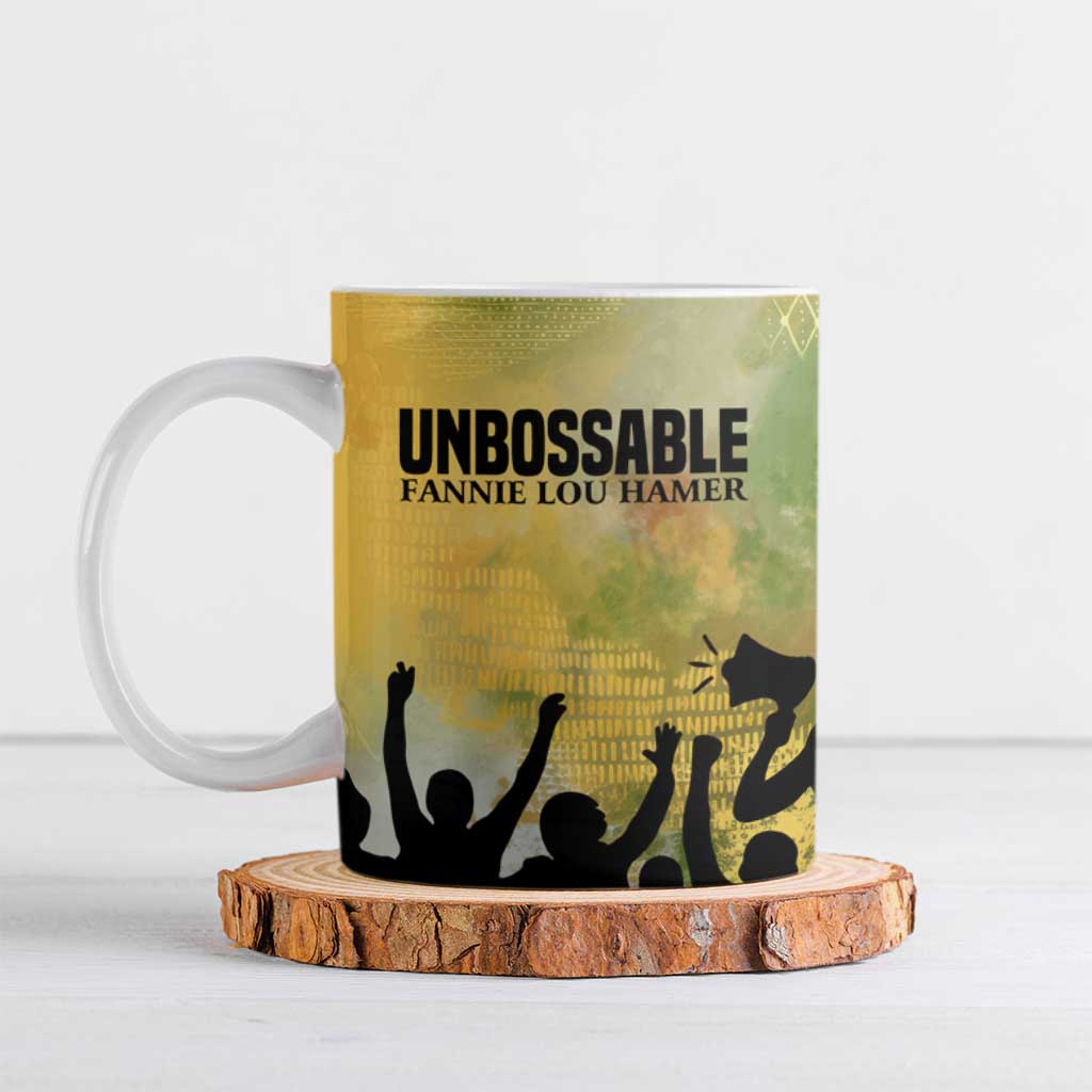 Fannie Lou Hamer Ceramic Mug Unbossable Quote Design Protest Silhouettes and Voting Rights Tribute - African Pride