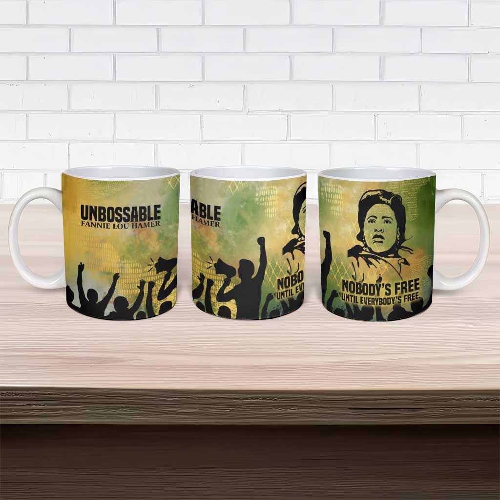 Fannie Lou Hamer Ceramic Mug Unbossable Quote Design Protest Silhouettes and Voting Rights Tribute - African Pride