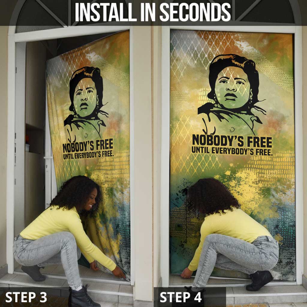 Fannie Lou Hamer Door Cover Unbossable Quote Design Protest Silhouettes and Voting Rights Tribute - African Pride