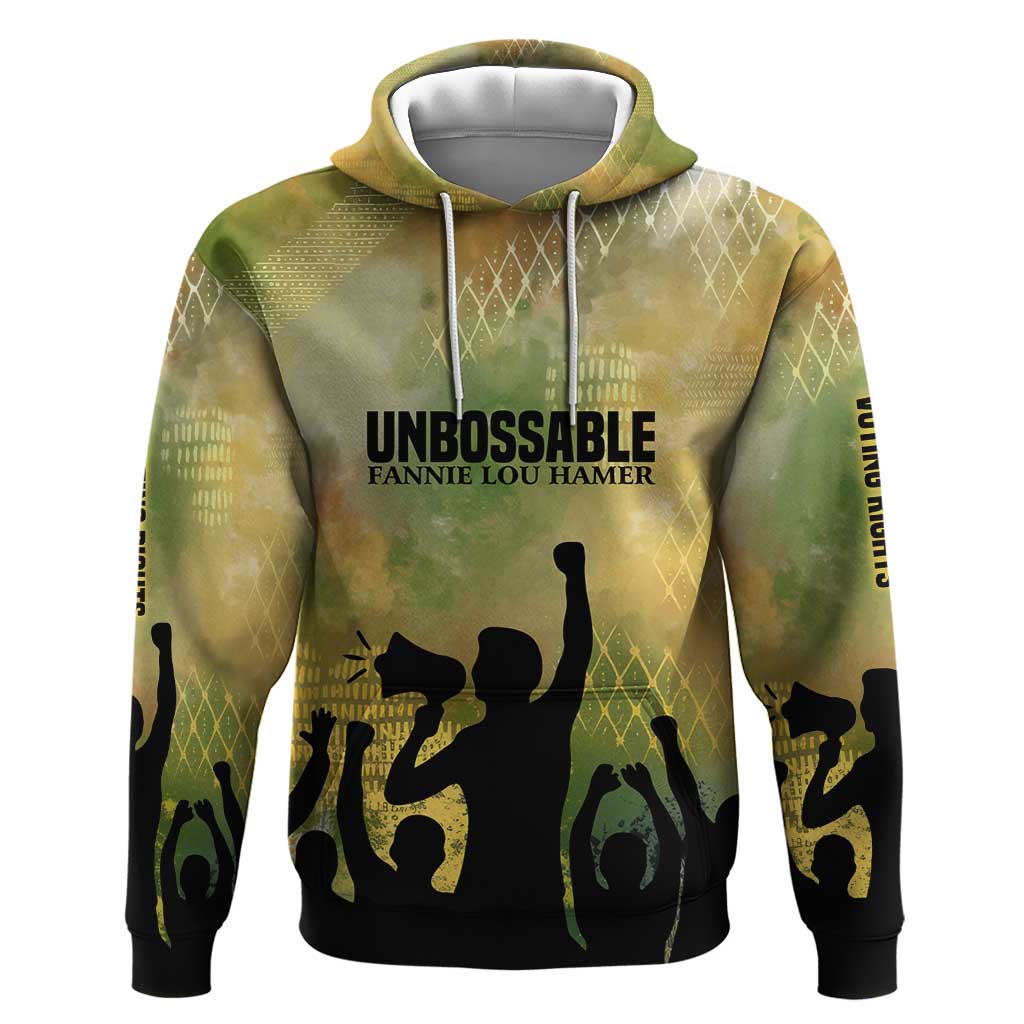 Fannie Lou Hamer Hoodie Unbossable Quote Design Protest Silhouettes and Voting Rights Tribute - African Pride