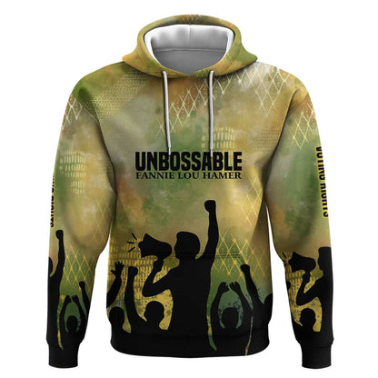 Fannie Lou Hamer Hoodie Unbossable Quote Design Protest Silhouettes and Voting Rights Tribute - African Pride