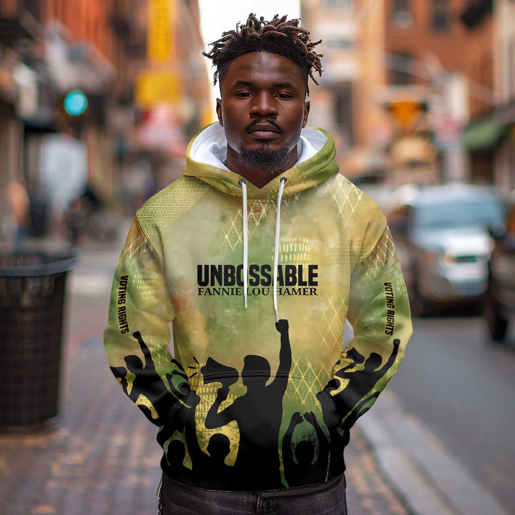 Fannie Lou Hamer Hoodie Unbossable Quote Design Protest Silhouettes and Voting Rights Tribute - African Pride