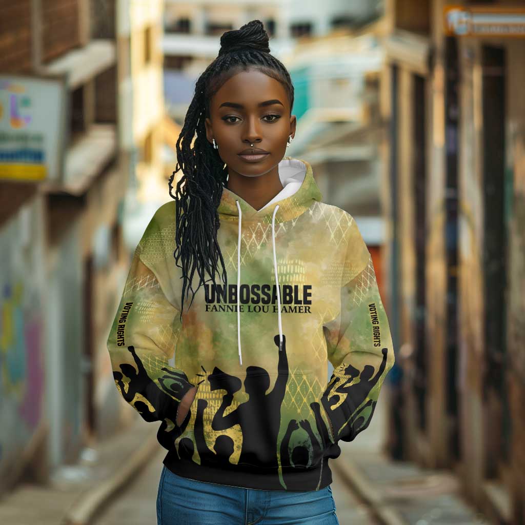 Fannie Lou Hamer Hoodie Unbossable Quote Design Protest Silhouettes and Voting Rights Tribute - African Pride