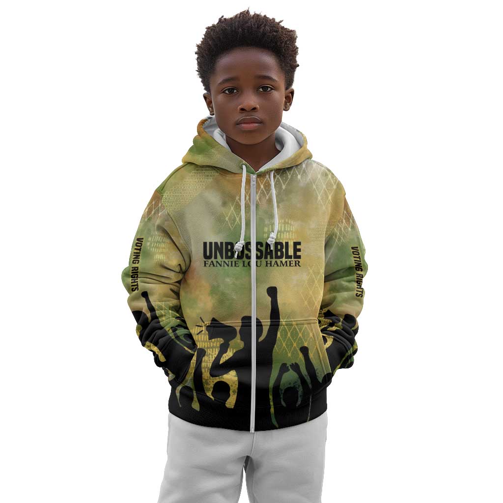 Fannie Lou Hamer Kid Hoodie Unbossable Quote Design Protest Silhouettes and Voting Rights Tribute - African Pride