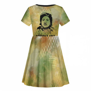 Fannie Lou Hamer Kid Short Sleeve Dress Unbossable Quote Design Protest Silhouettes and Voting Rights Tribute - African Pride