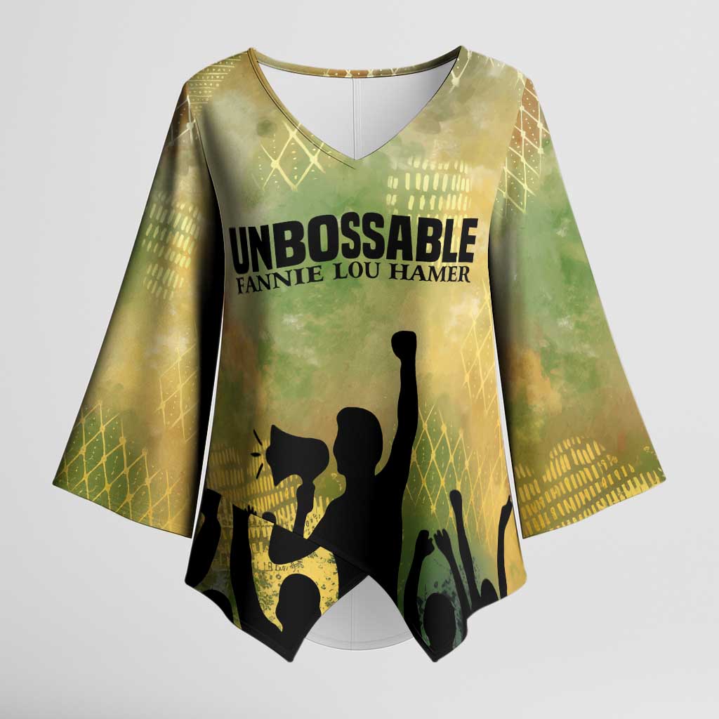 Fannie Lou Hamer Kimono Sleeve Blouse Unbossable Quote Design Protest Silhouettes and Voting Rights Tribute - African Pride