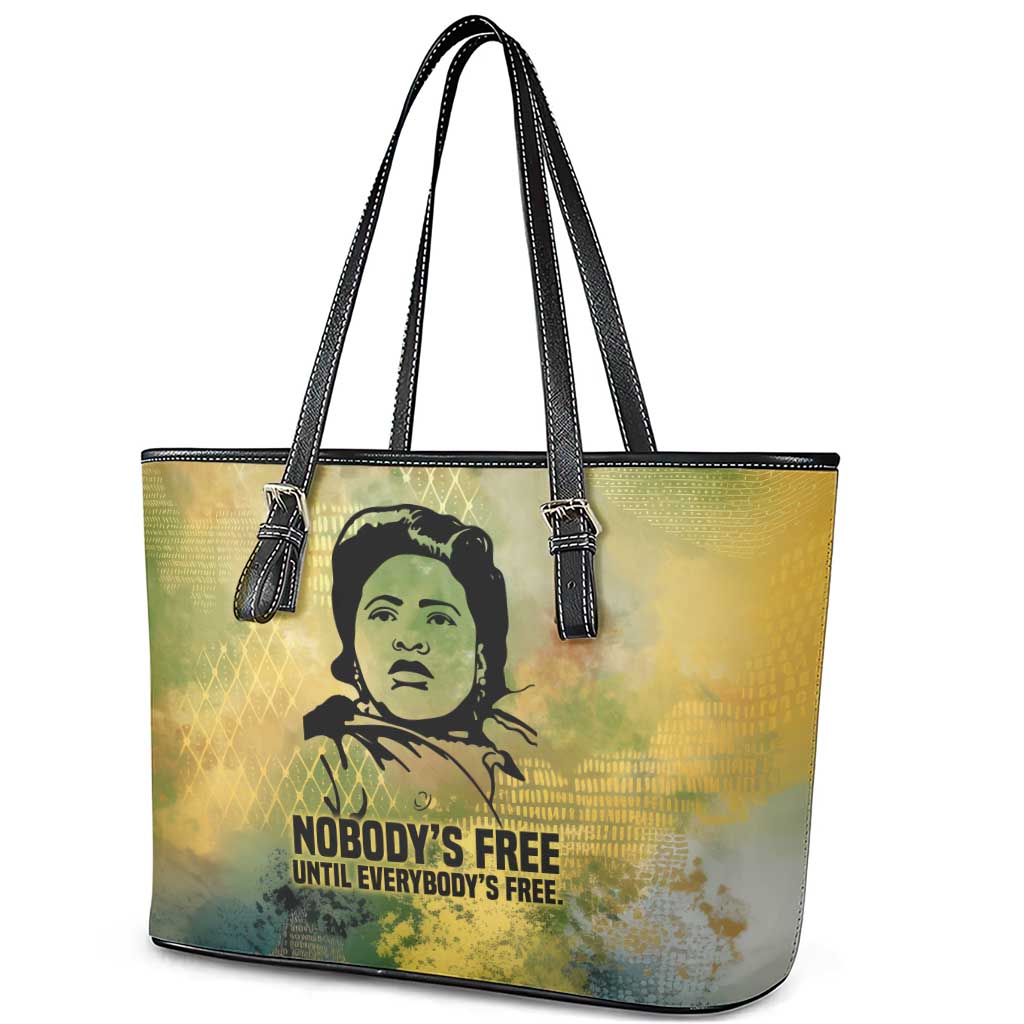 Fannie Lou Hamer Leather Tote Bag Unbossable Quote Design Protest Silhouettes and Voting Rights Tribute - African Pride