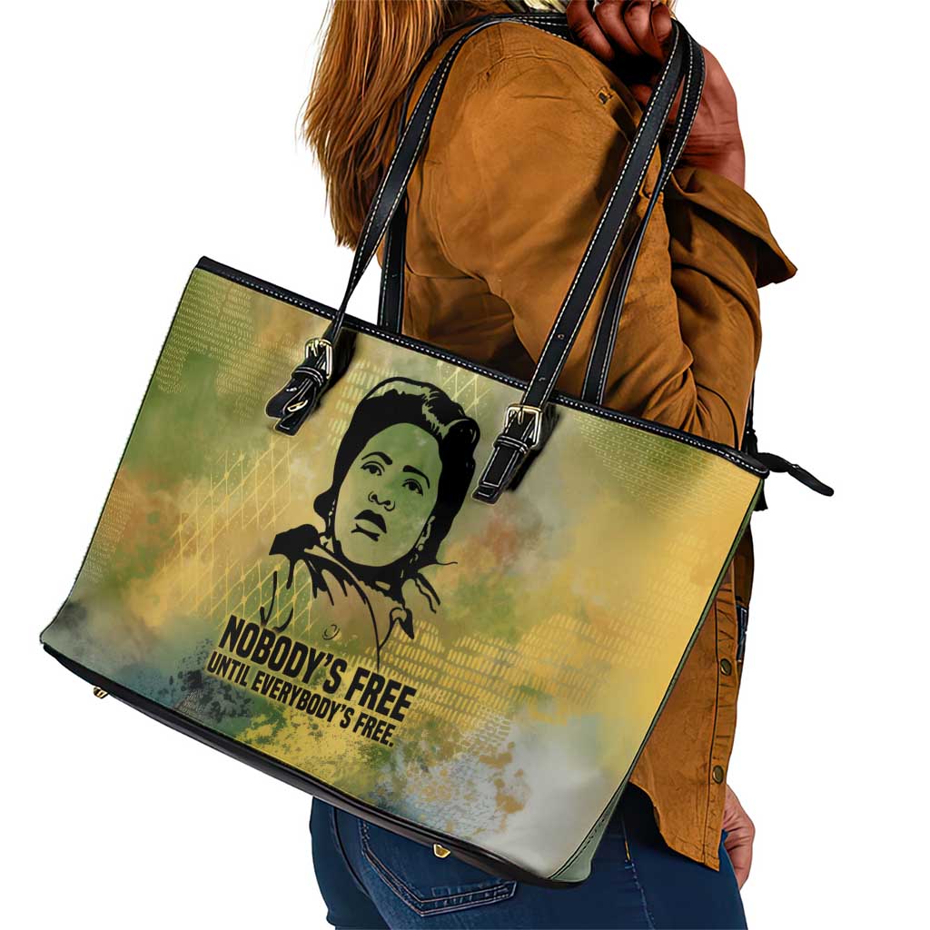Fannie Lou Hamer Leather Tote Bag Unbossable Quote Design Protest Silhouettes and Voting Rights Tribute - African Pride