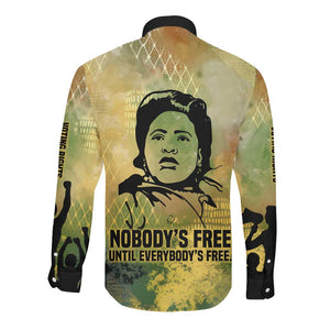 Fannie Lou Hamer Long Sleeve Button Shirt Unbossable Quote Design Protest Silhouettes and Voting Rights Tribute - African Pride