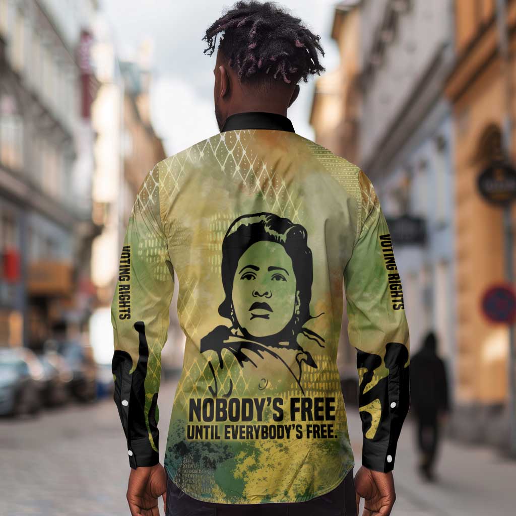 Fannie Lou Hamer Long Sleeve Button Shirt Unbossable Quote Design Protest Silhouettes and Voting Rights Tribute - African Pride