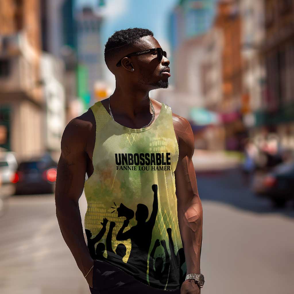 Fannie Lou Hamer Men Tank Top Unbossable Quote Design Protest Silhouettes and Voting Rights Tribute - African Pride