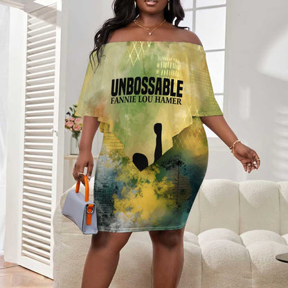 Fannie Lou Hamer Off Shoulder Short Dress Unbossable Quote Design Protest Silhouettes and Voting Rights Tribute - African Pride