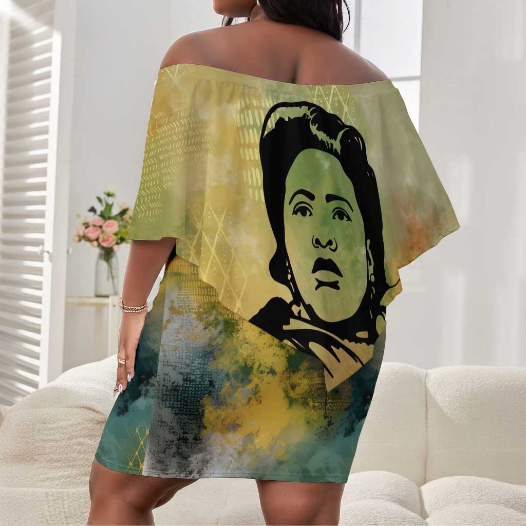 Fannie Lou Hamer Off Shoulder Short Dress Unbossable Quote Design Protest Silhouettes and Voting Rights Tribute - African Pride