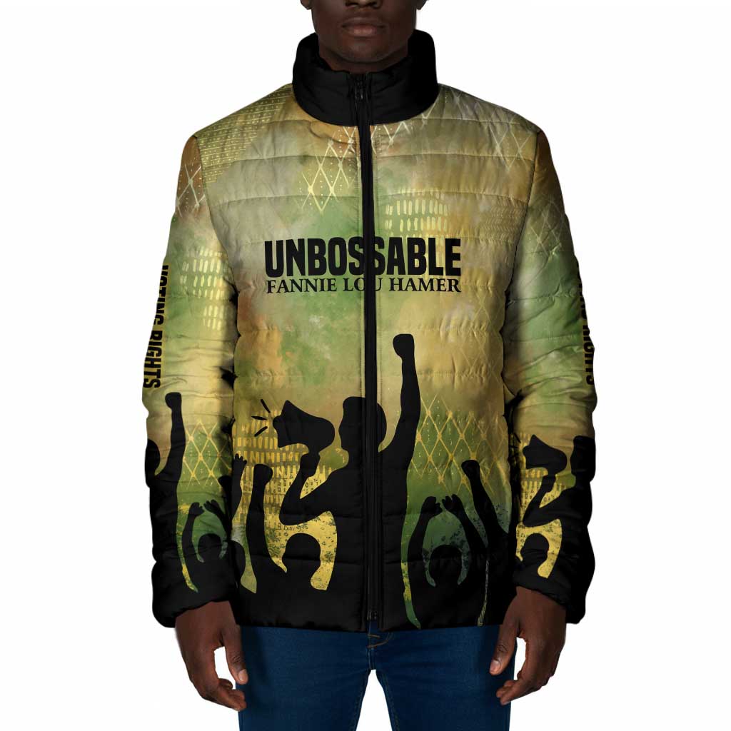 Fannie Lou Hamer Padded Jacket Unbossable Quote Design Protest Silhouettes and Voting Rights Tribute - African Pride