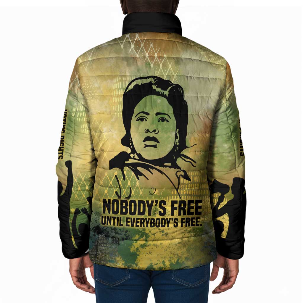 Fannie Lou Hamer Padded Jacket Unbossable Quote Design Protest Silhouettes and Voting Rights Tribute - African Pride