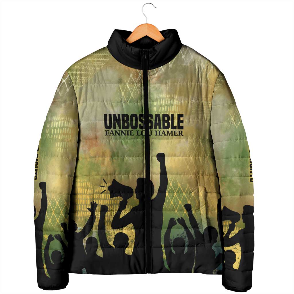 Fannie Lou Hamer Padded Jacket Unbossable Quote Design Protest Silhouettes and Voting Rights Tribute - African Pride