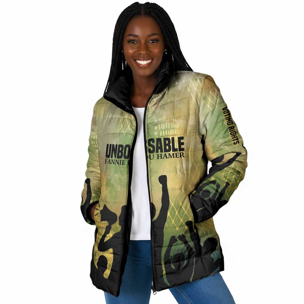 Fannie Lou Hamer Padded Jacket Unbossable Quote Design Protest Silhouettes and Voting Rights Tribute - African Pride